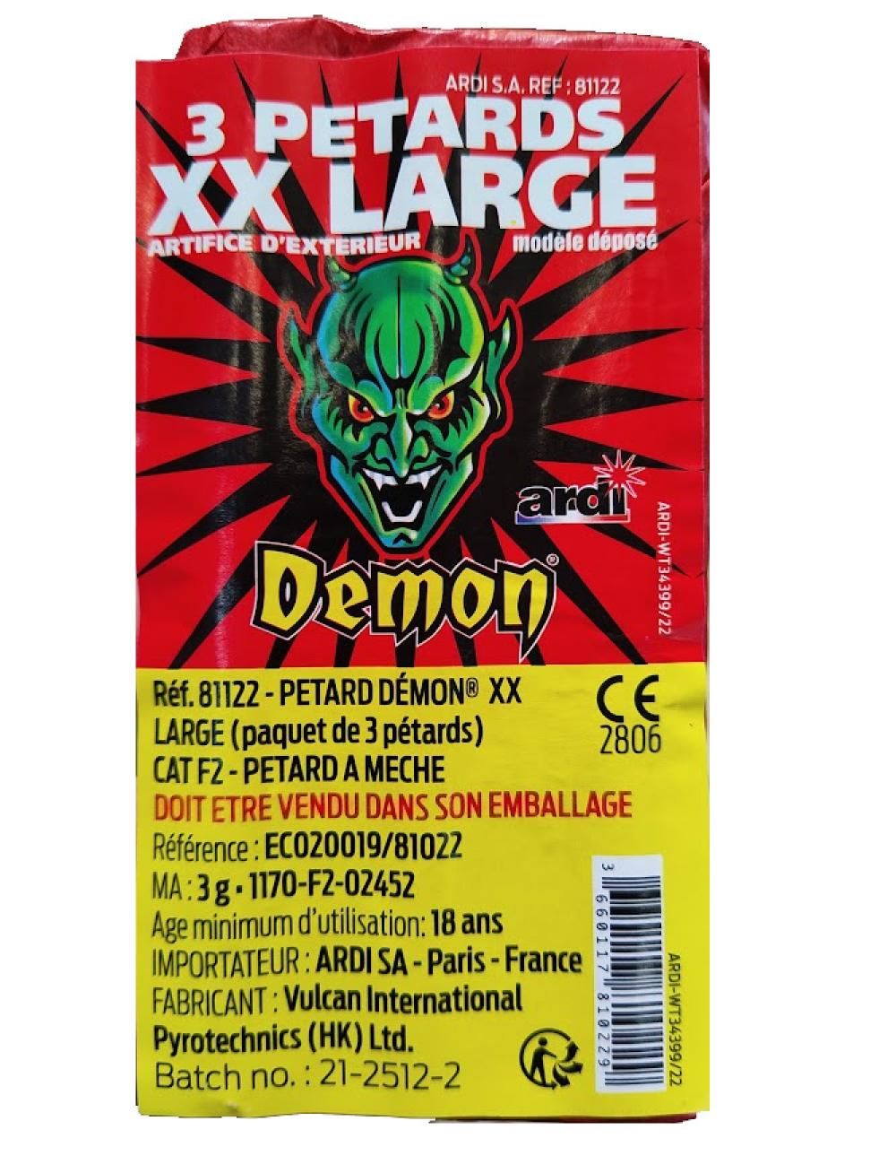 1 paquet de 3 pétards Demon XX Large