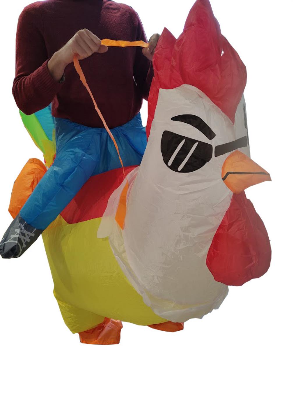 Coq poulet gonflable adulte porte moi taille M/L