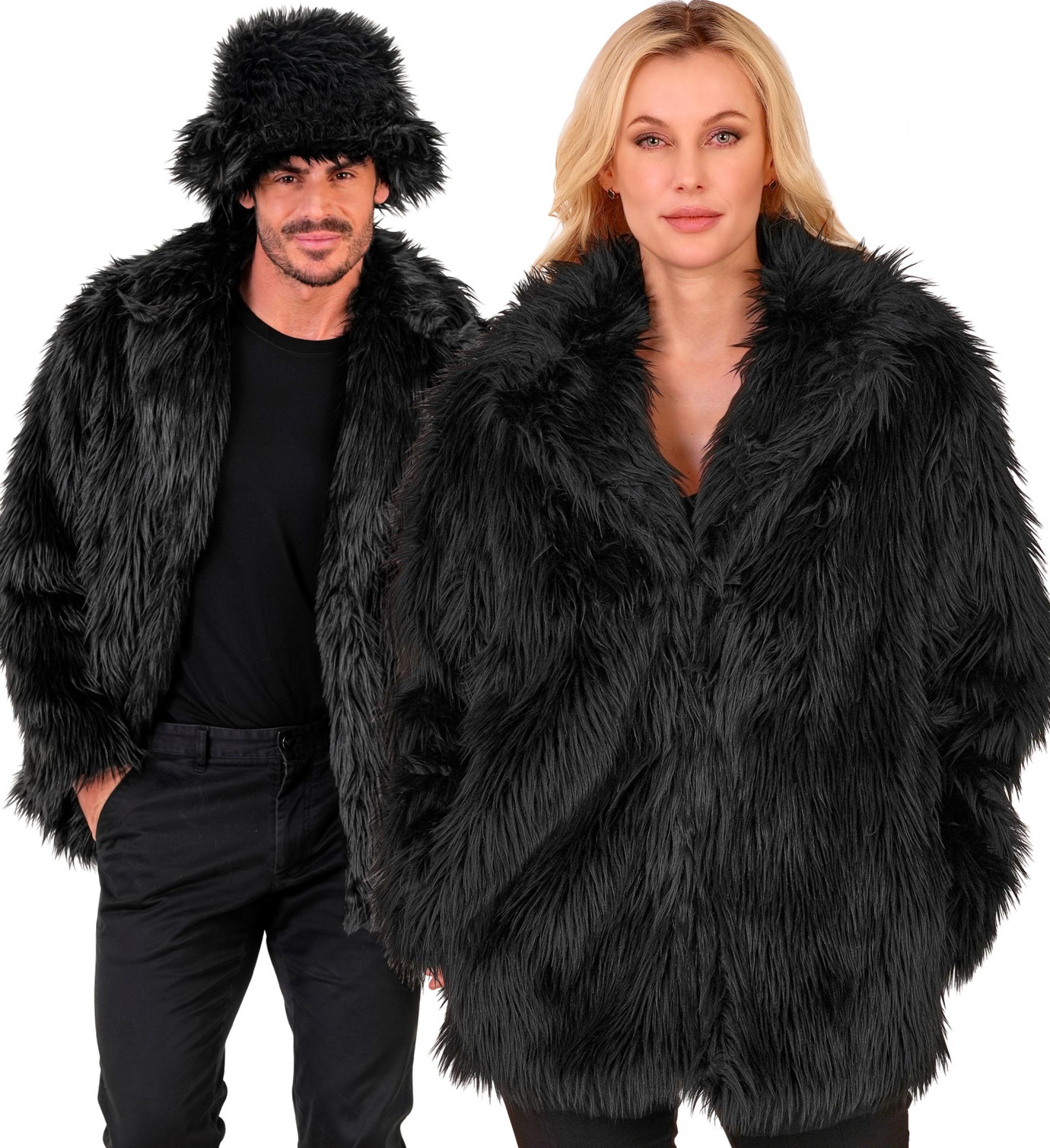 Veste en peluche fausse fourrure noire mixte taille S/M