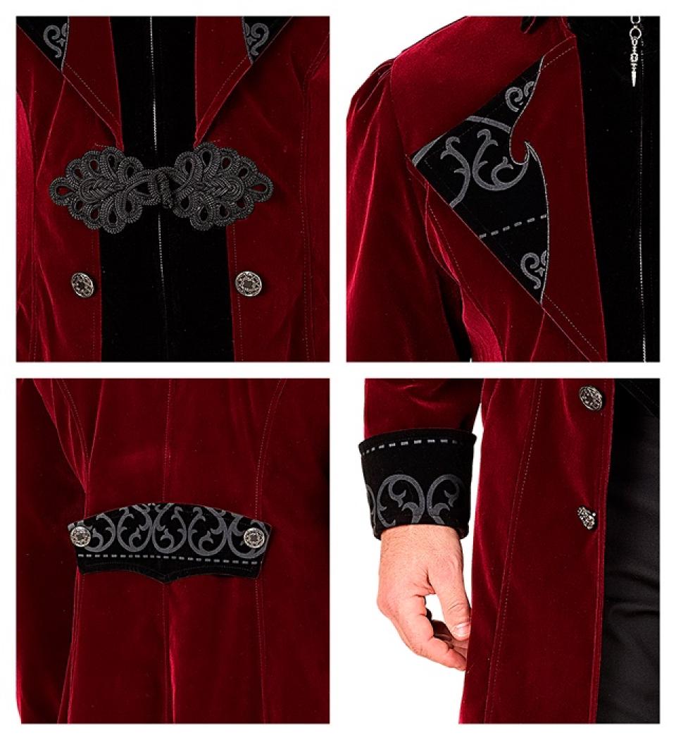 Manteau gothique rouge bordeaux en velours qualité luxe taille S