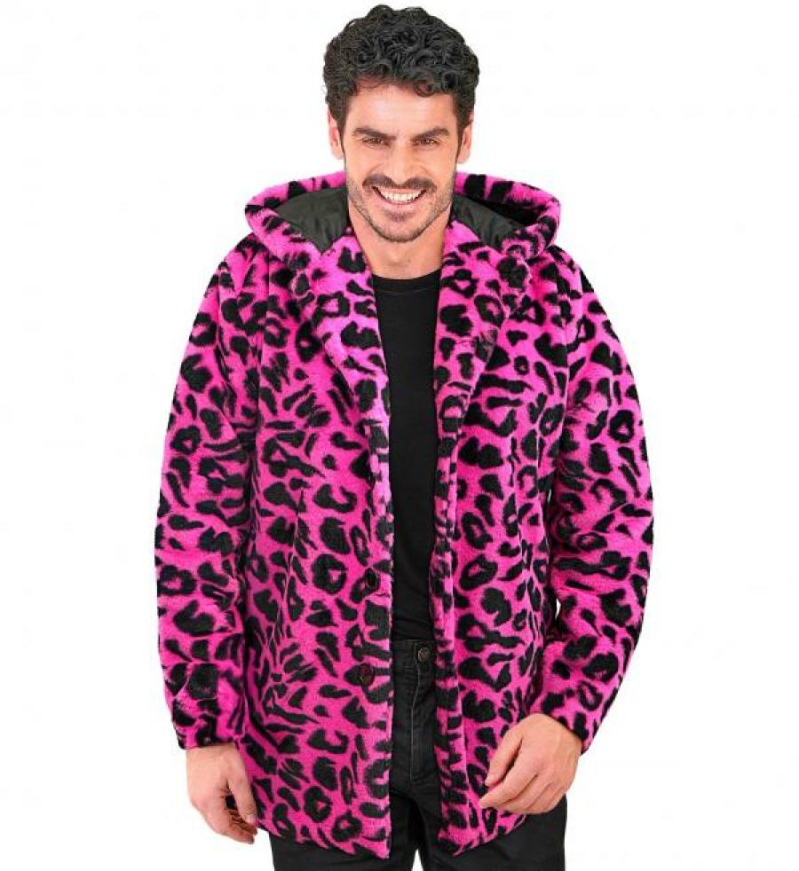 Veste en peluche fausse fourrure léopard rose mixte taille L/XL
