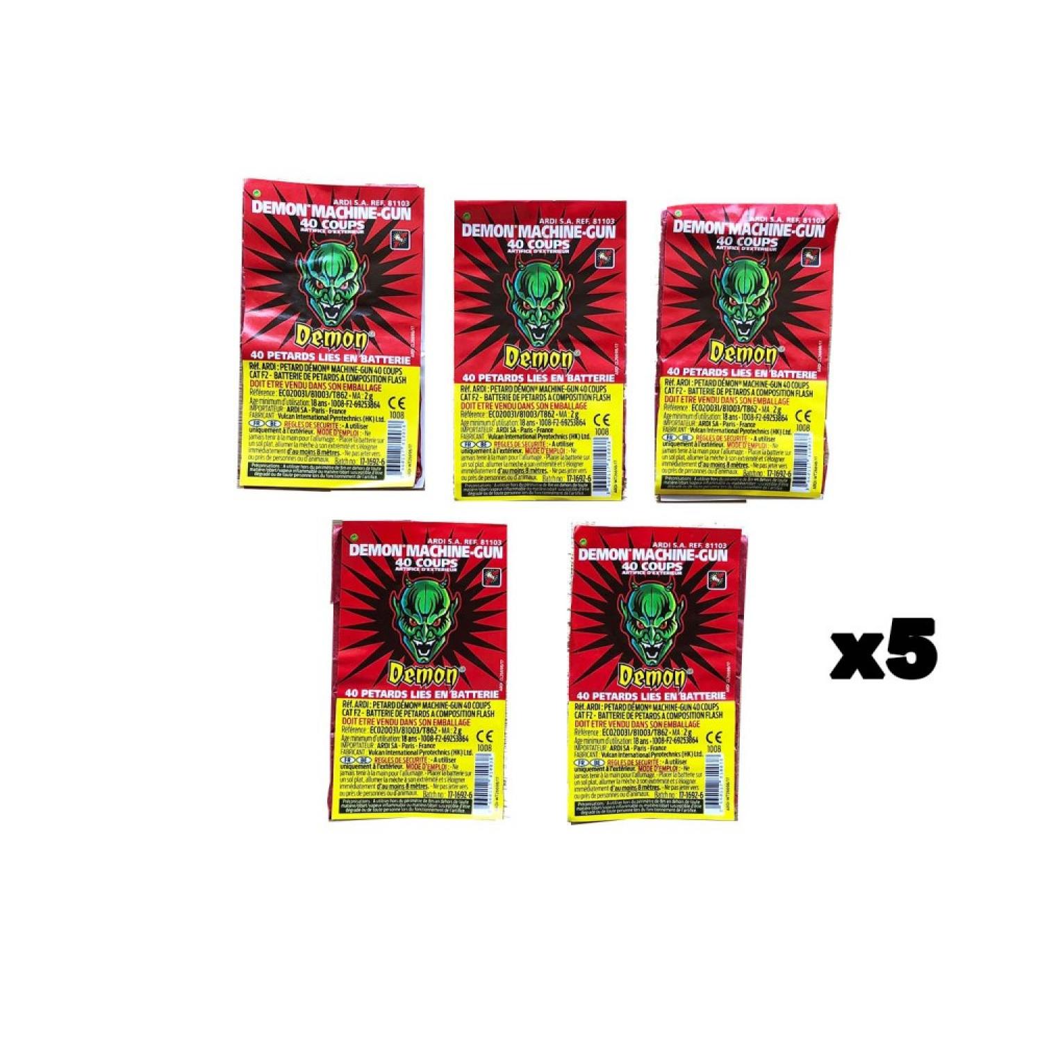 5 paquets pétards mitraillettes 40 coups