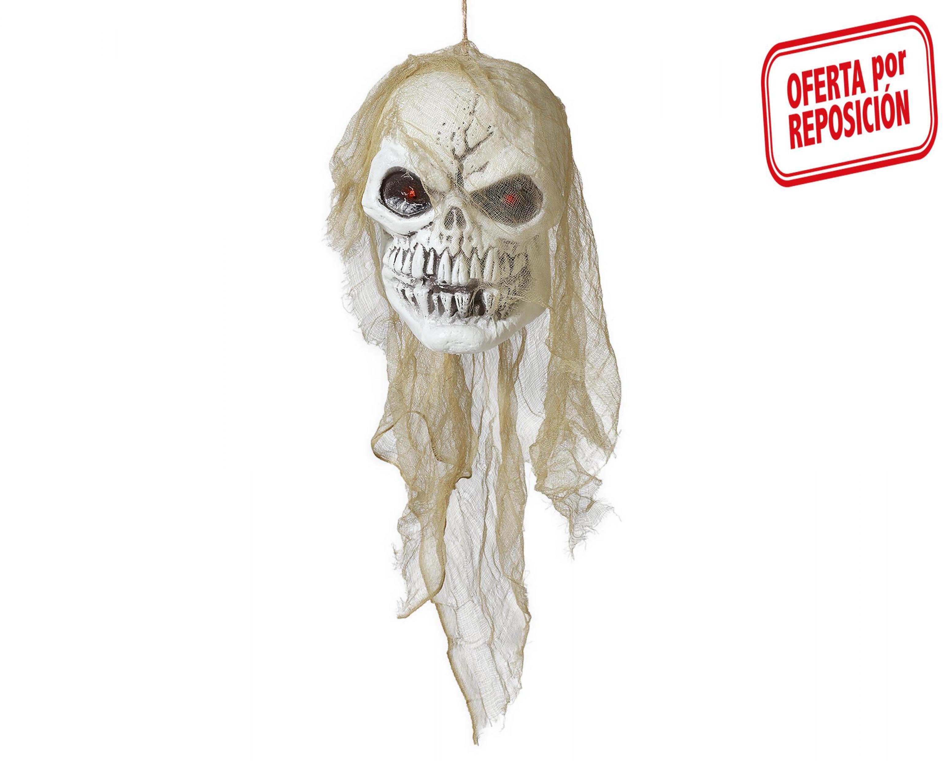 Crâne plastique yeux lumineux à suspendre