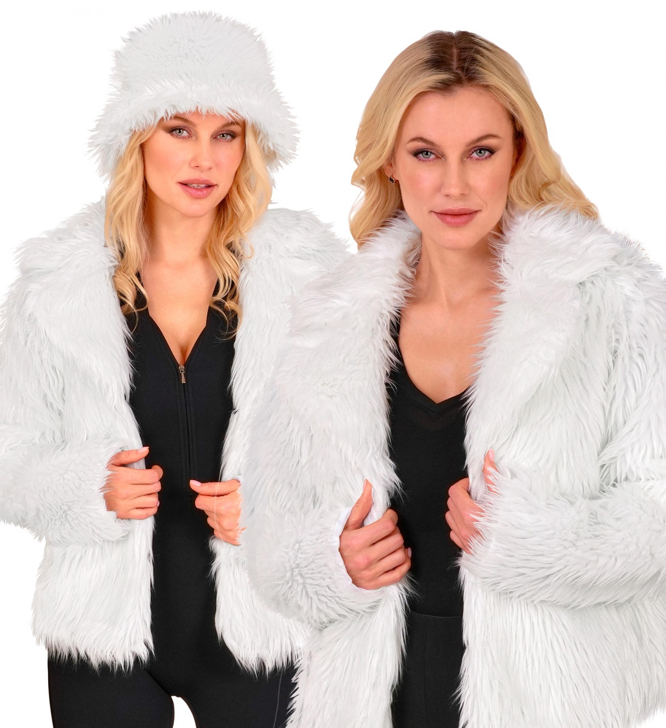 Veste en peluche fausse fourrure blanche femme taille S/M