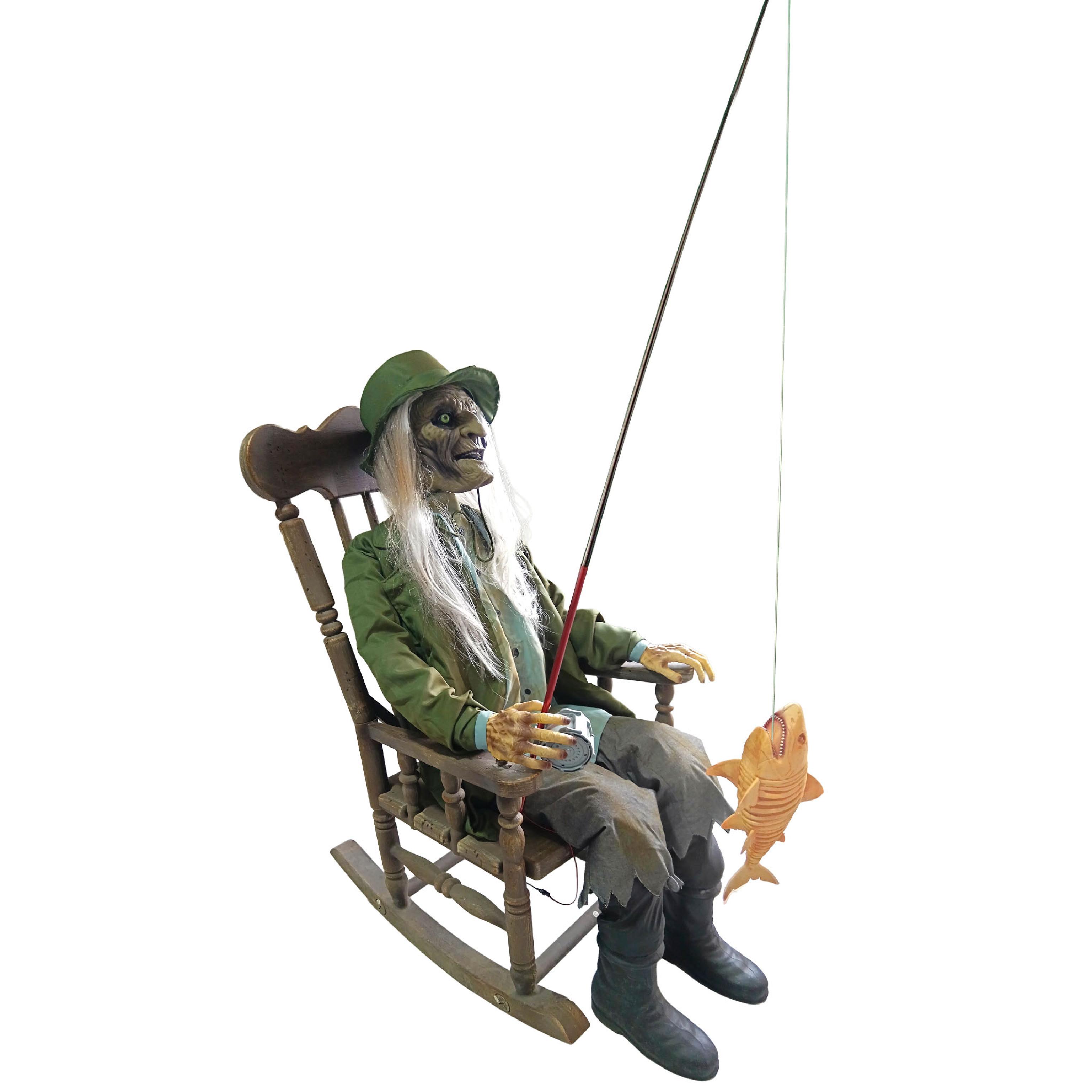 Animatronic Freddy le pêcheur taille réelle 185cm sur rocking chair