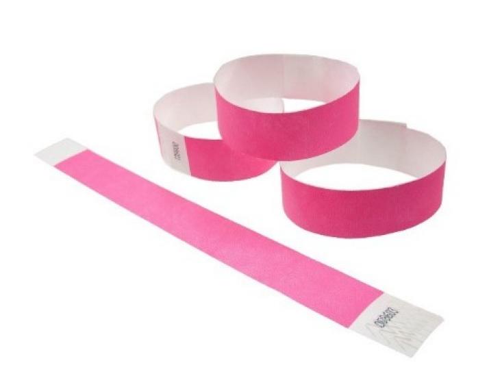 100 bracelets contrôle d'accès rose papier
