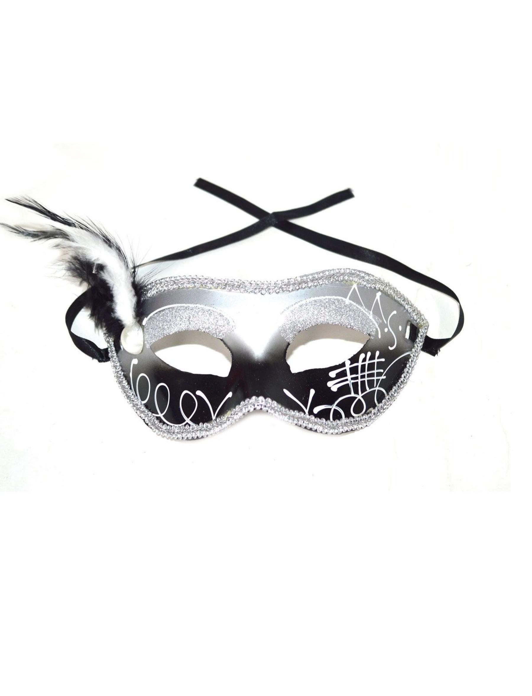 Loup vénitien noir et blanc