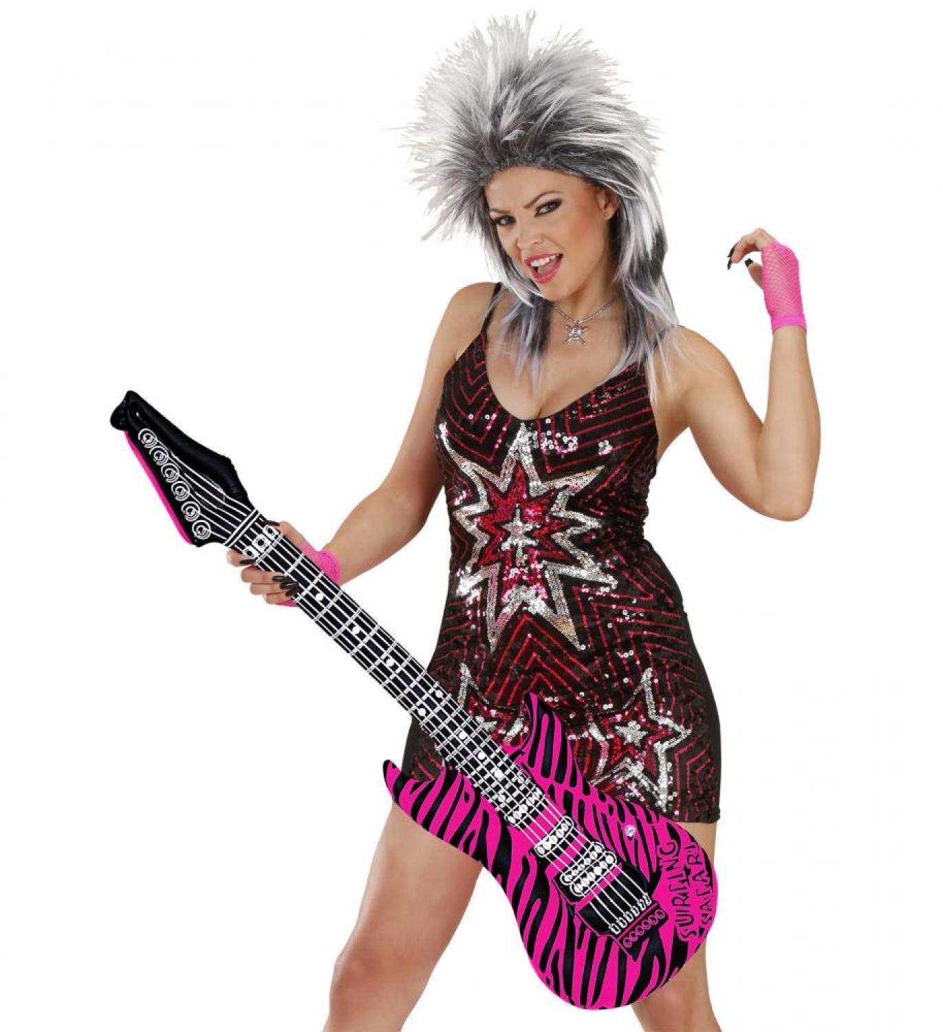 Guitare électrique gonflable rose zébrée