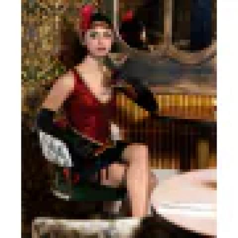 Robe charleston rouge avec franges noires taille S