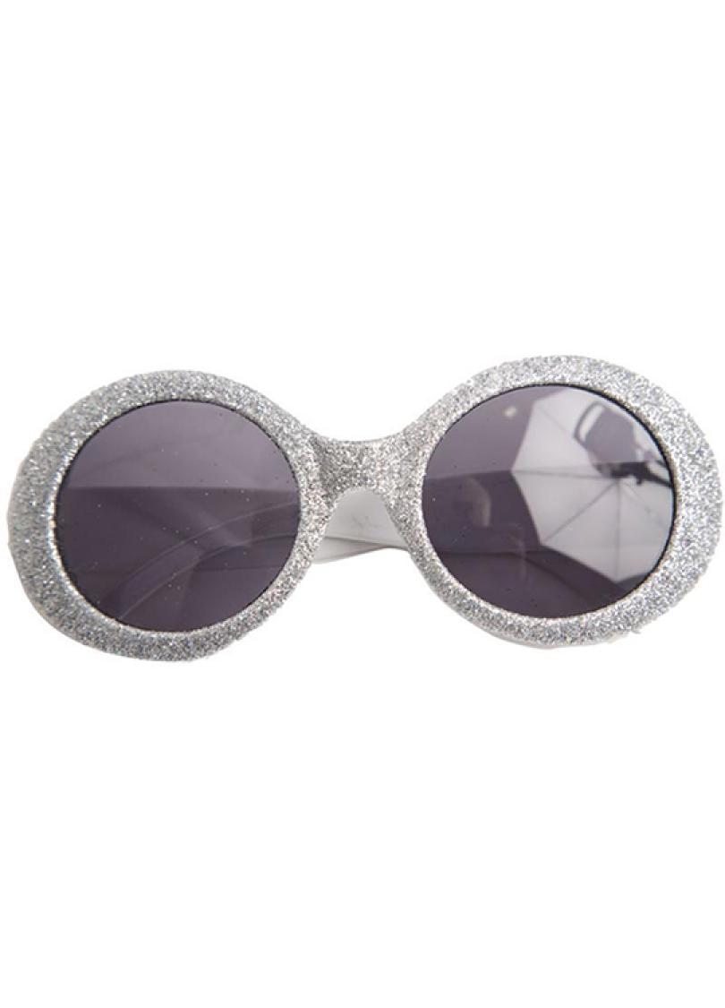 Lunettes rondes à paillettes Argent (N48)