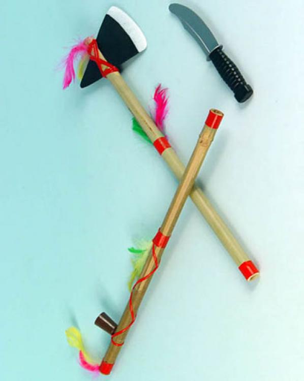 Set indien Tomahawk+calumet+poignard