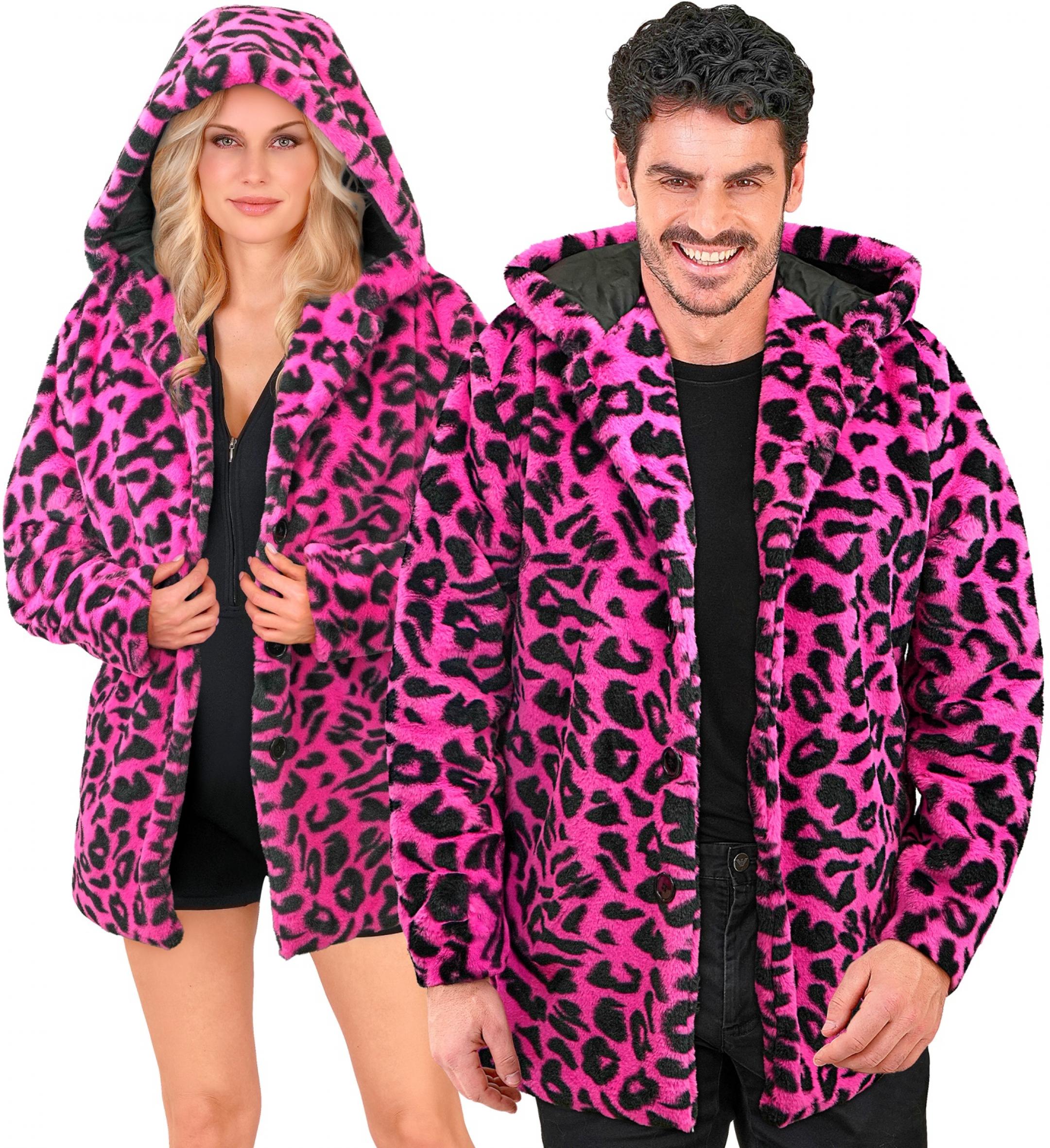 Veste en peluche fausse fourrure léopard rose mixte taille S/M