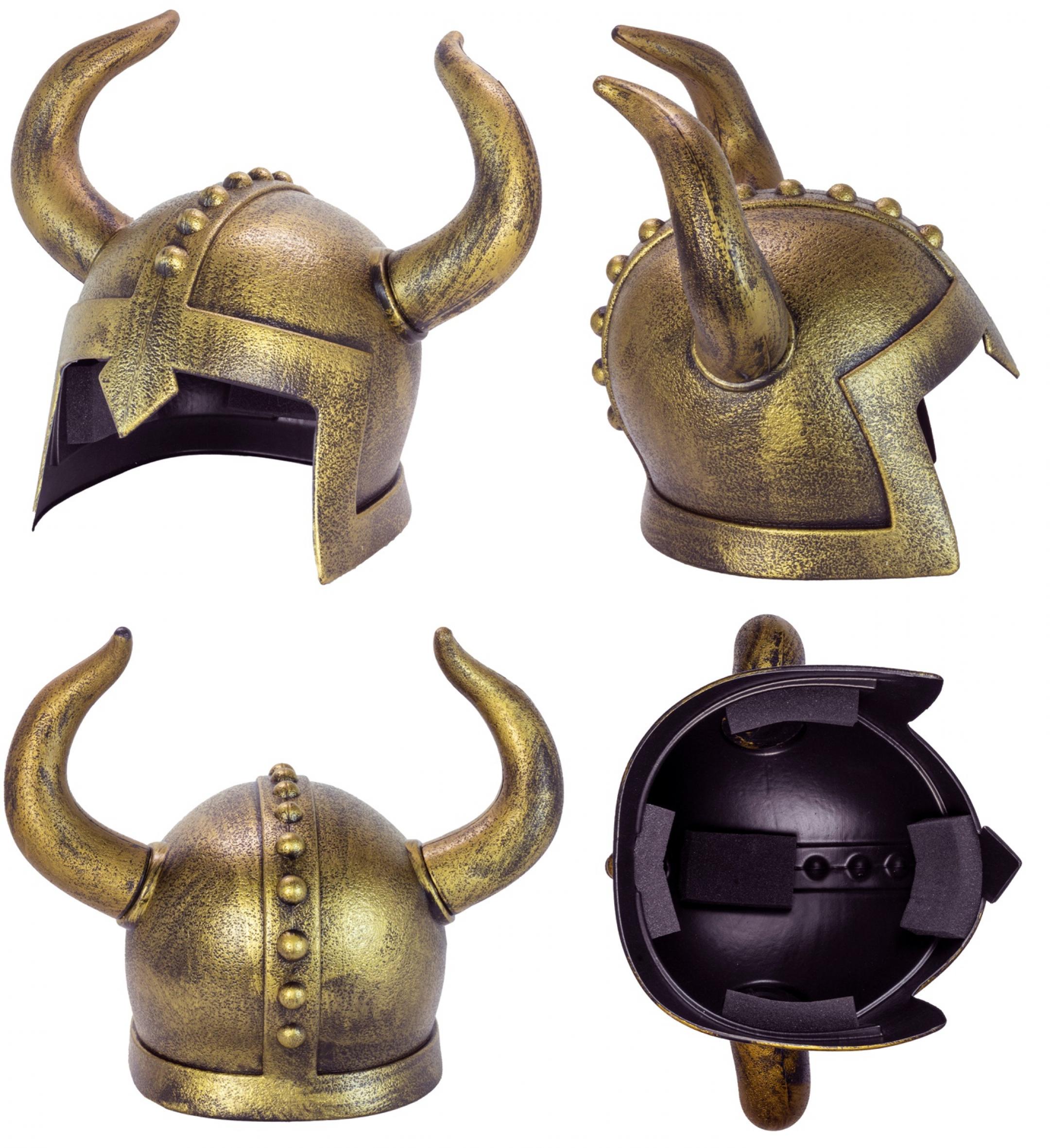 Casque viking à grandes cornes effet bronze vieilli