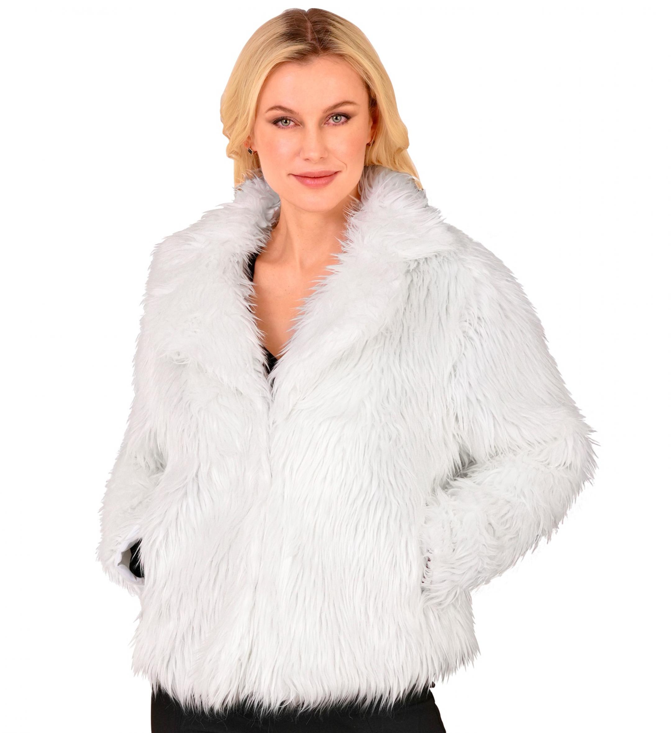 Veste en peluche fausse fourrure blanche femme taille XXL