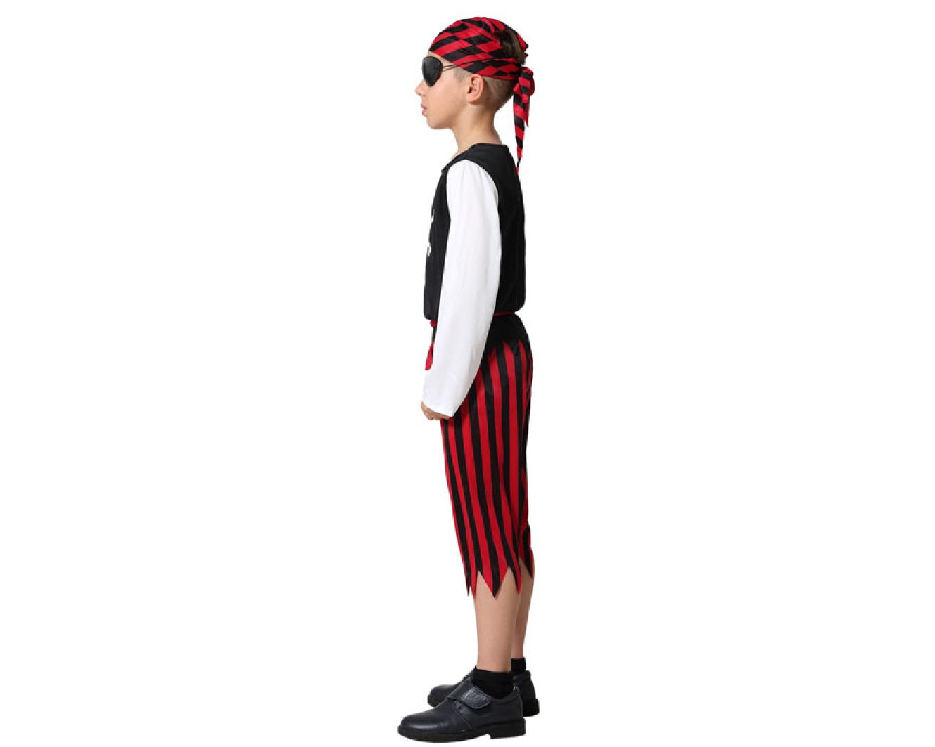 Pirate garçon rouge et noir 3/4 ans