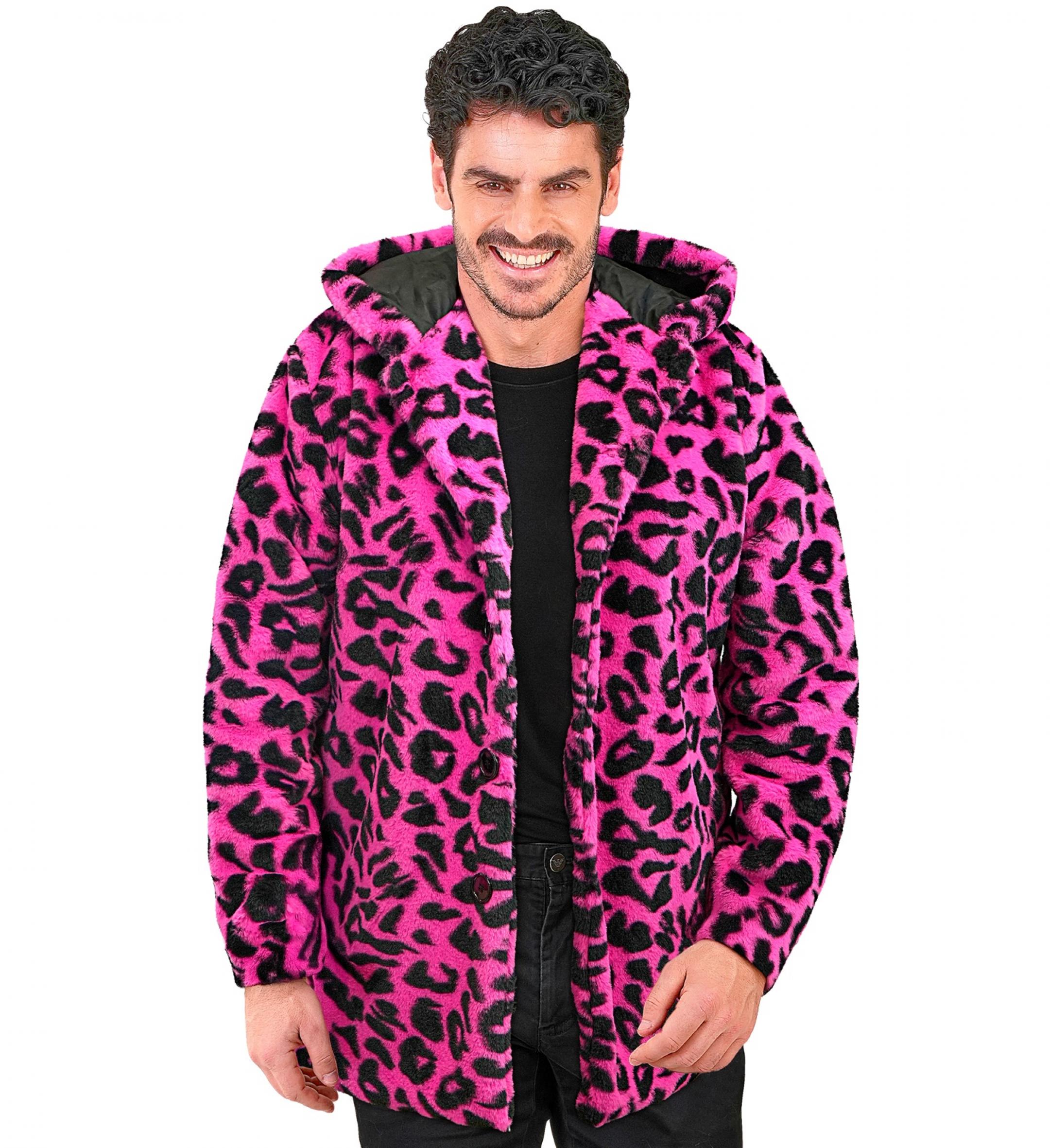 Veste en peluche fausse fourrure léopard rose mixte taille S/M