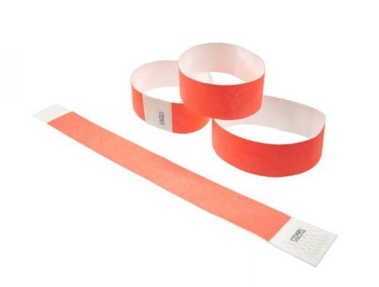 100 bracelets contrôle d'accès rouge papier