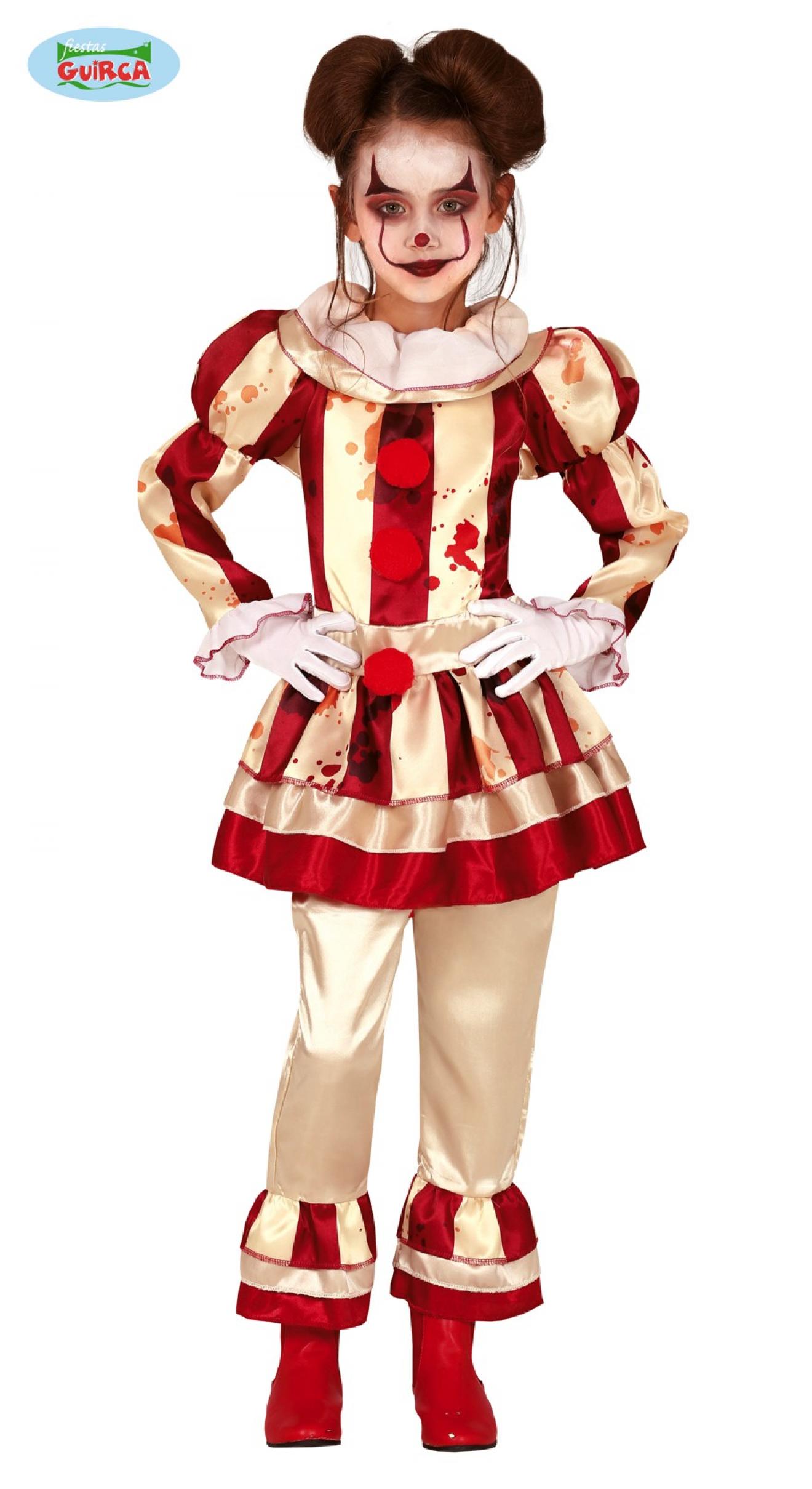 Clown fille assassin rouge et blanc 7/9 ans