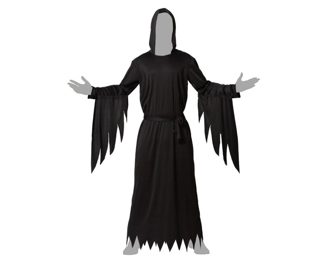 Tunique noire longue à capuche avec manches tombantes taille XL