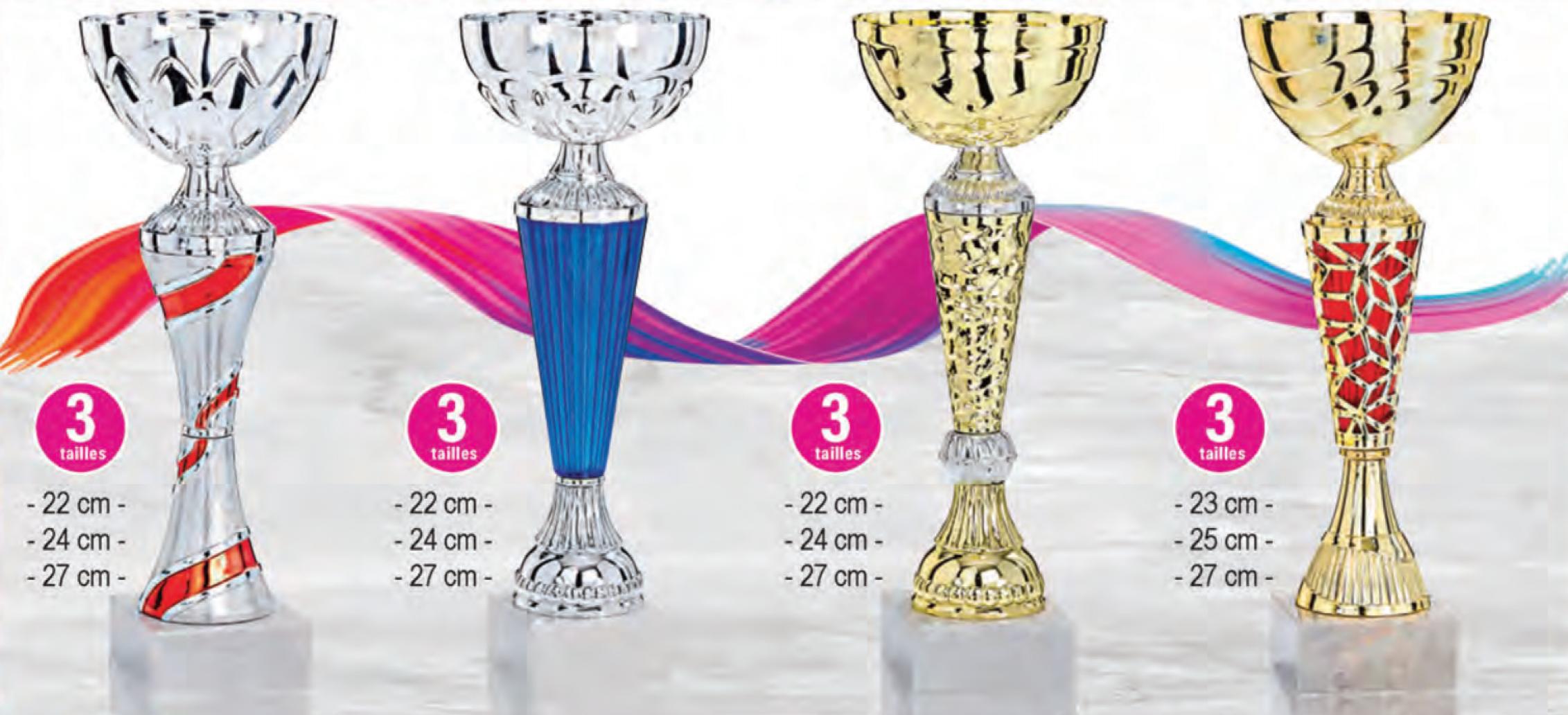 Lot de 12 coupes 9005 hauteur moyenne 24,5cm livré