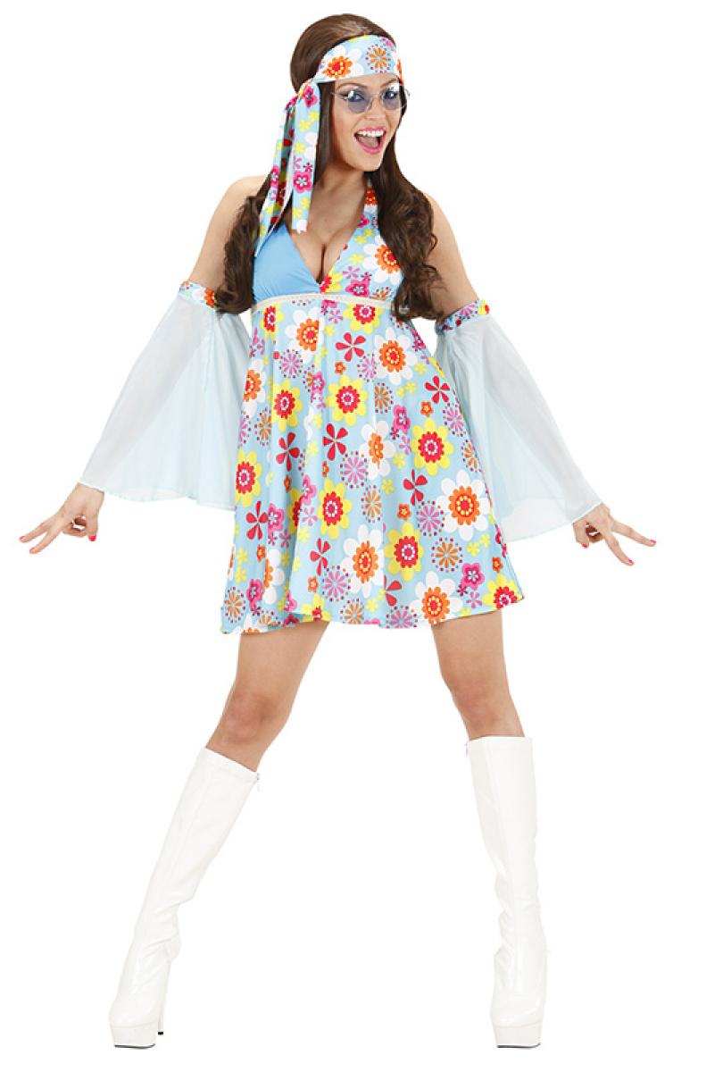 Fille des années 70 bleue taille S