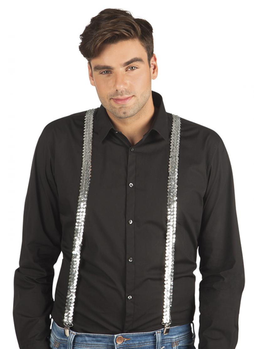 Bretelles sequin argent