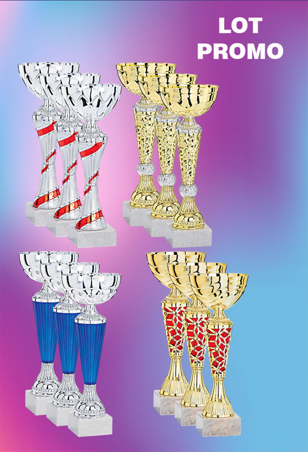 Lot de 12 coupes 9005 hauteur moyenne 24,5cm livré