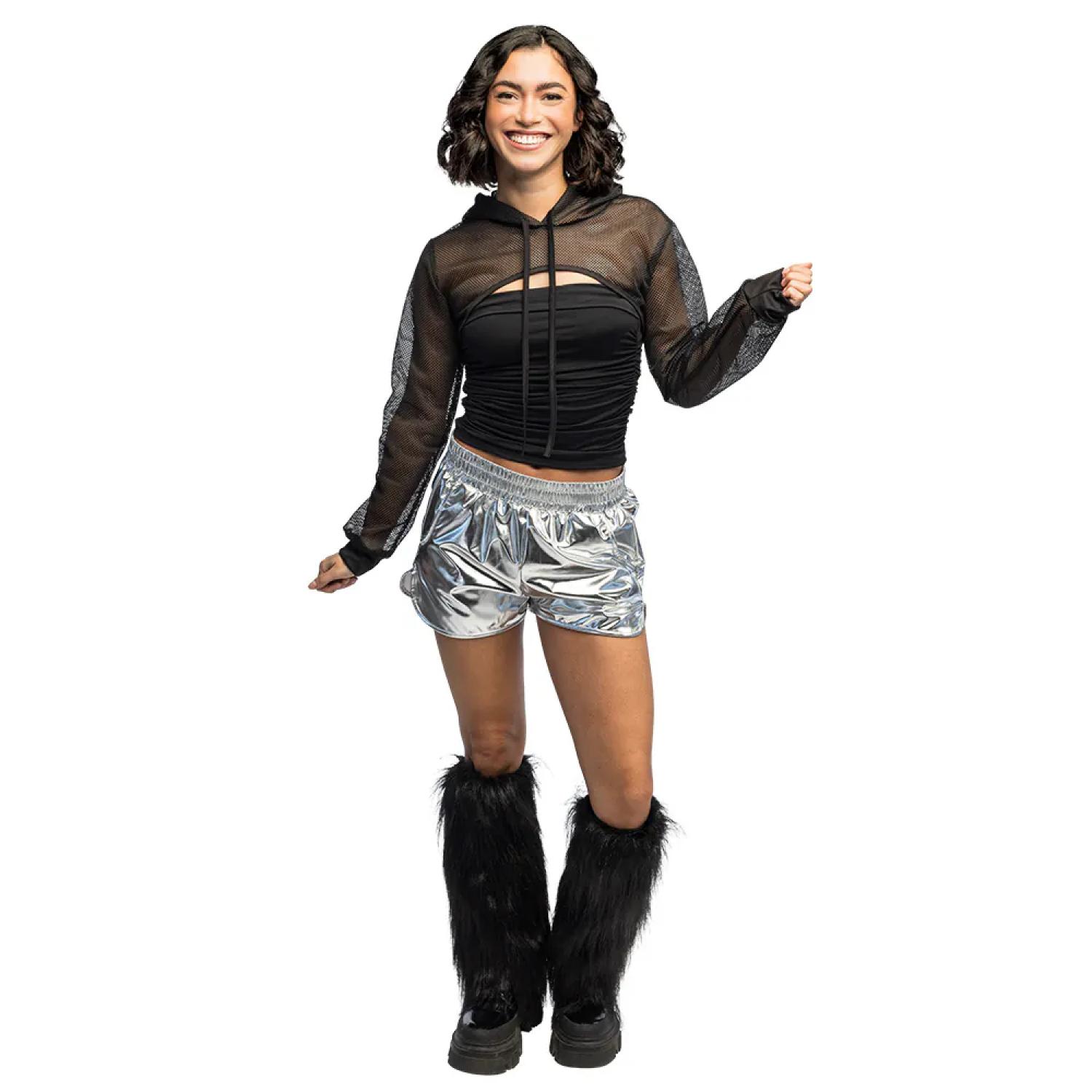 Short argent métallisé pour femme avec poches taille L/XL