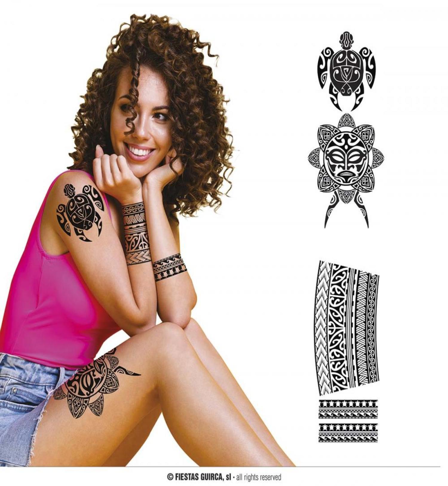 Lot de 5 tatouages géants tribaux noirs