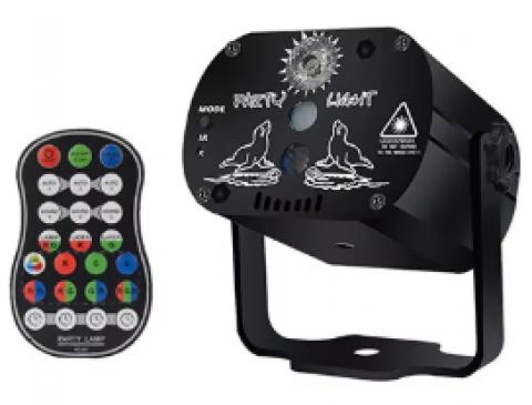 Jeu de lumière laser rouge vert avec simple lentille multi