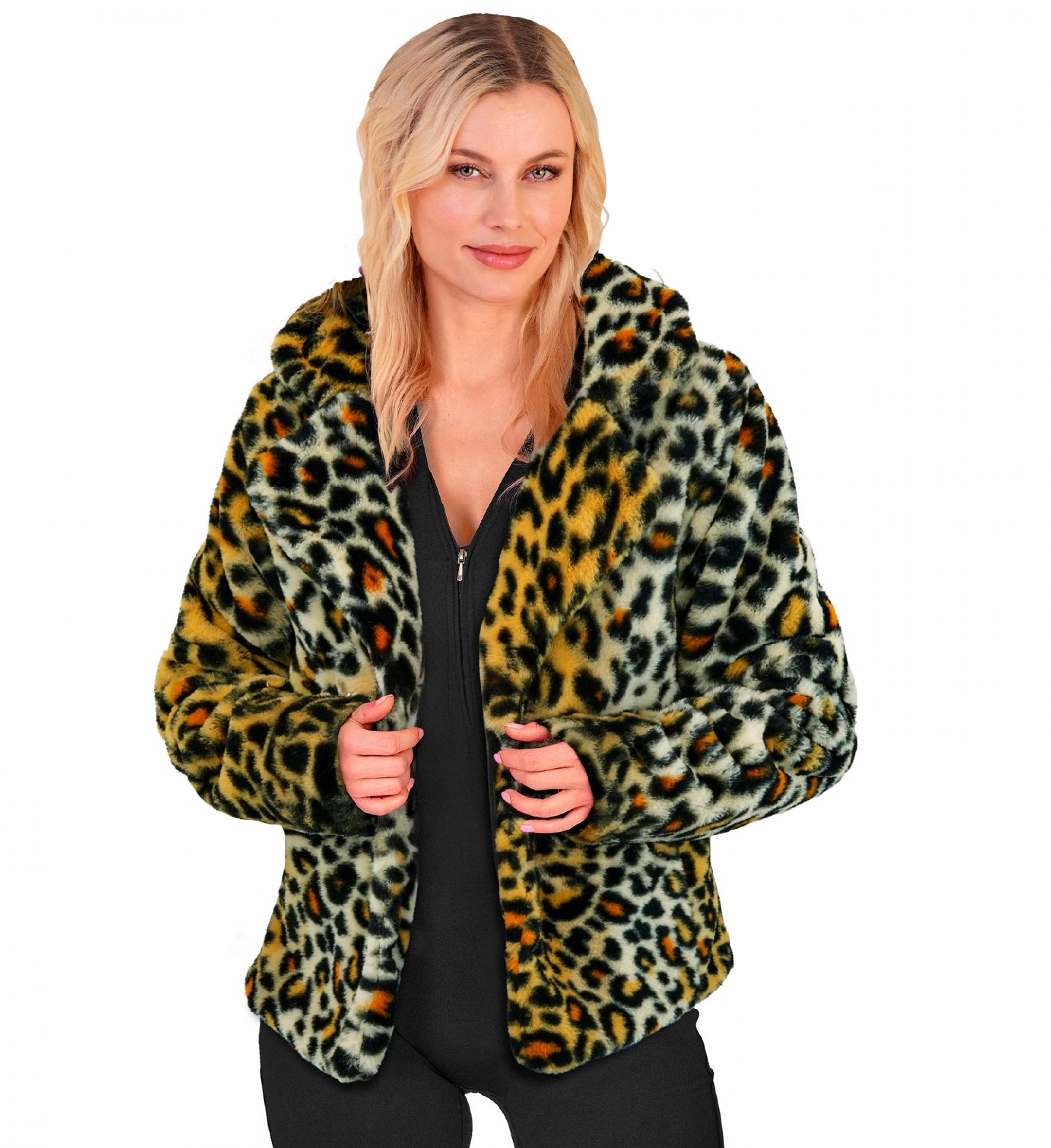 Veste en peluche fausse fourrure léopard femme taille L/XL