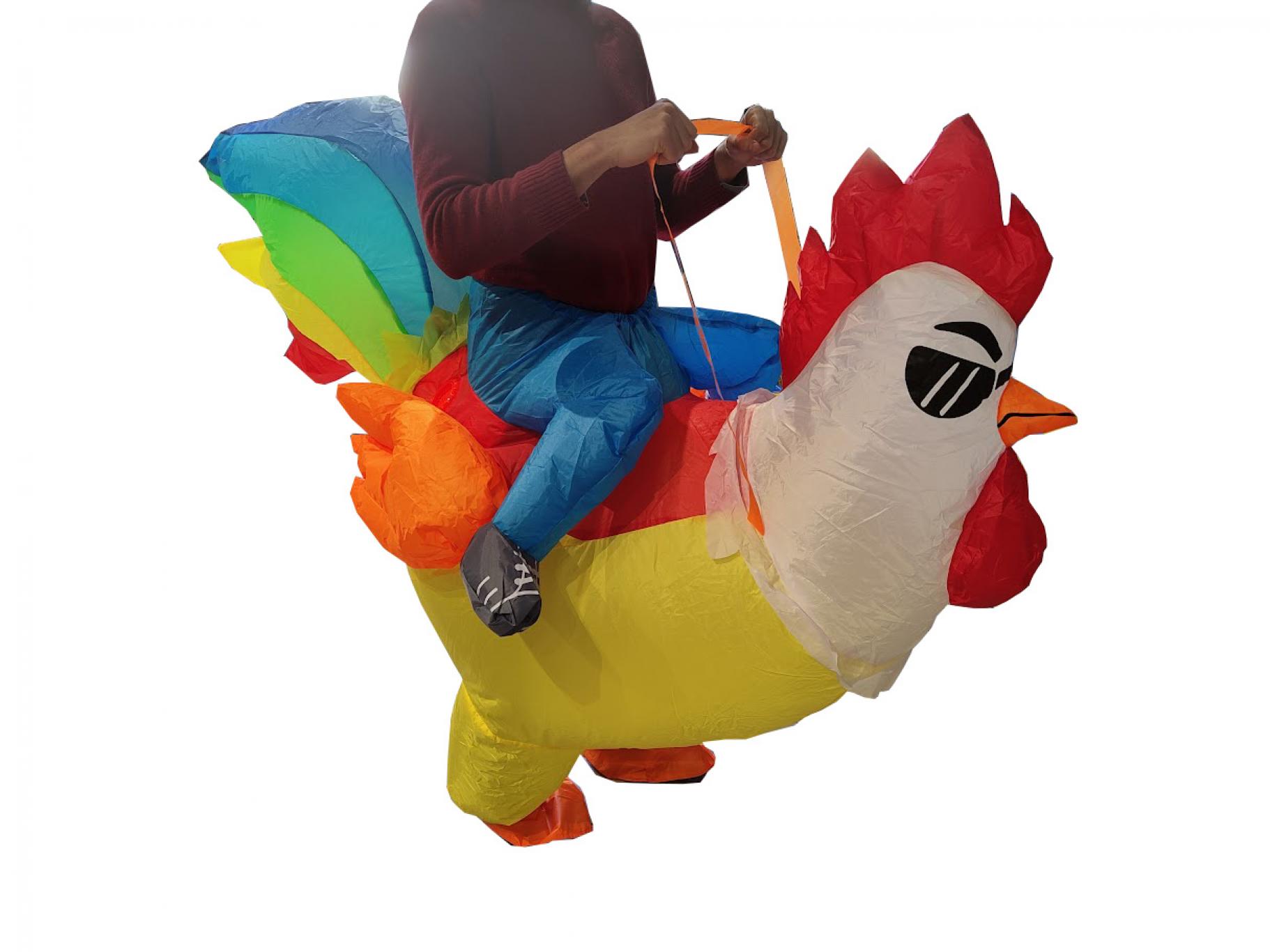 Coq poulet gonflable adulte porte moi taille M/L