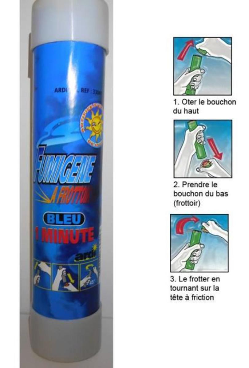 Fumigène à frottoir bleu 1mn