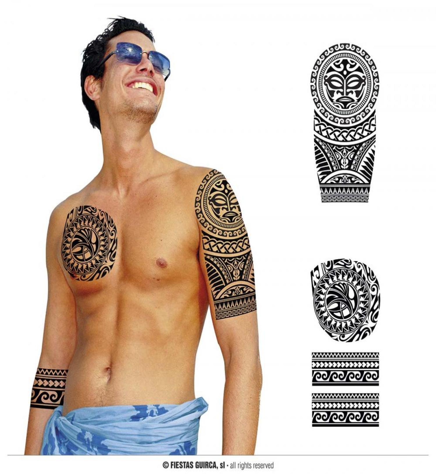 Lot de 4 tatouages géants tribaux noirs
