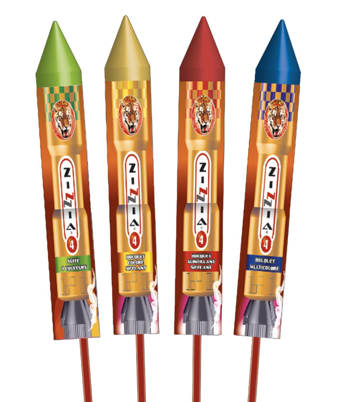 Sachet de 8 Pyragric fusées Zinnia 4 4 effets