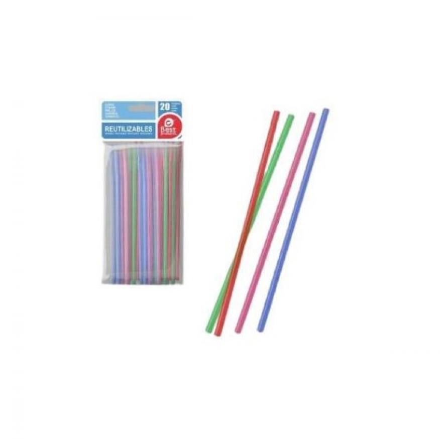 20 pailles multicolores réutilisables