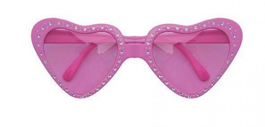 Lunettes strass coeur rose (N03 bis)