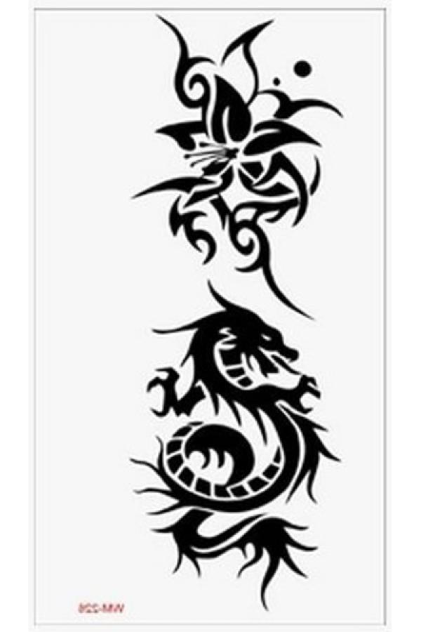 Tatouage temporaire dragon et fleur