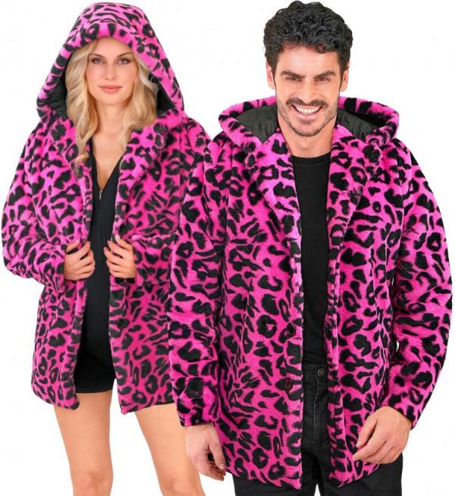 Veste en peluche fausse fourrure léopard rose mixte taille L/XL
