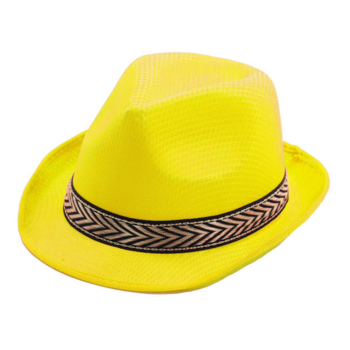 Lot de 100 borsalinos polyester Tony jaune fluo