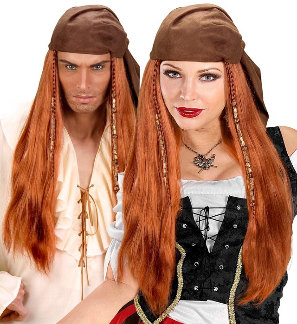 Perruque pirate des caraibes avec bandeau