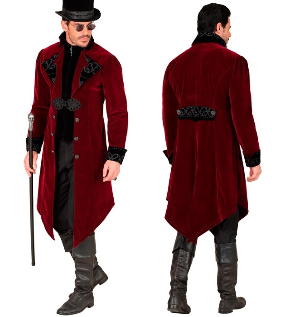Manteau gothique rouge bordeaux en velours qualité luxe taille S