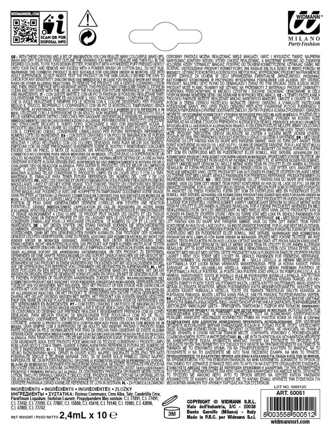 Boite de 10 crayons fard gras maquillage