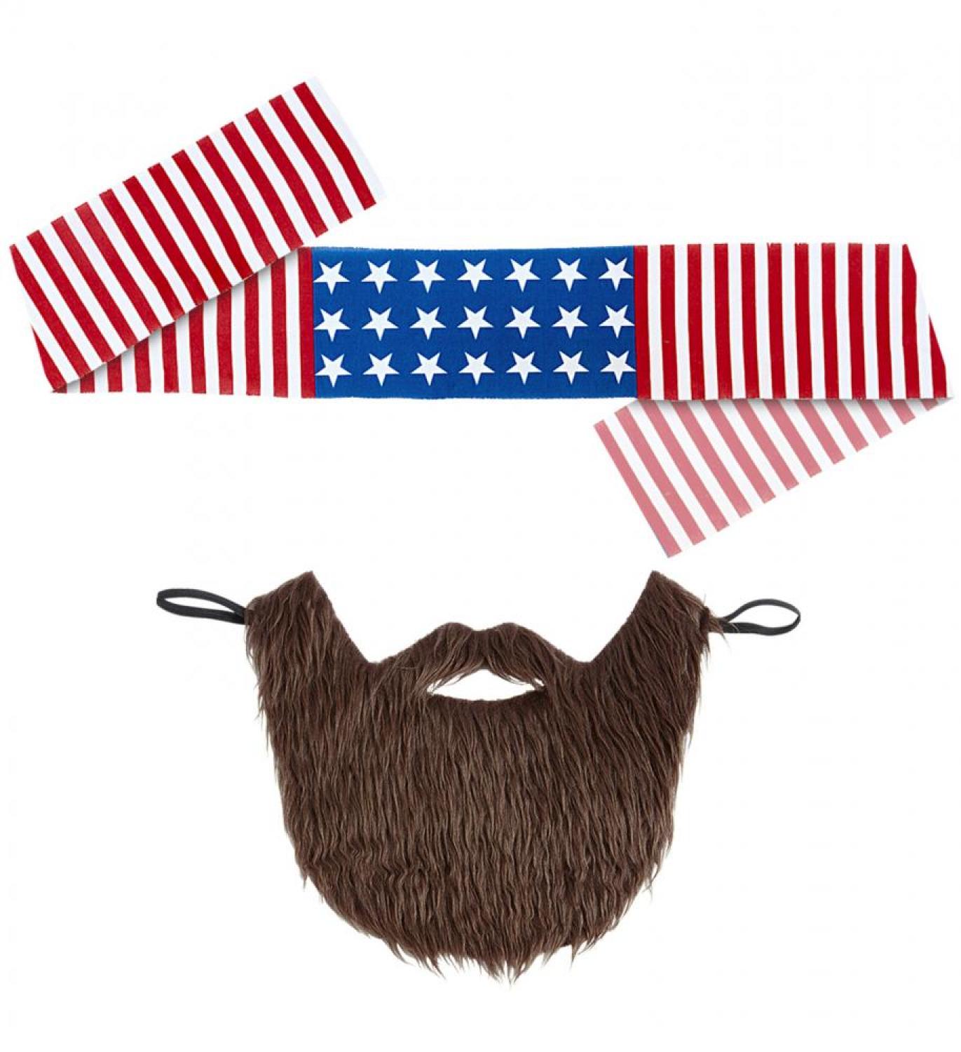 Set Biker avec barbe et bandeau USA