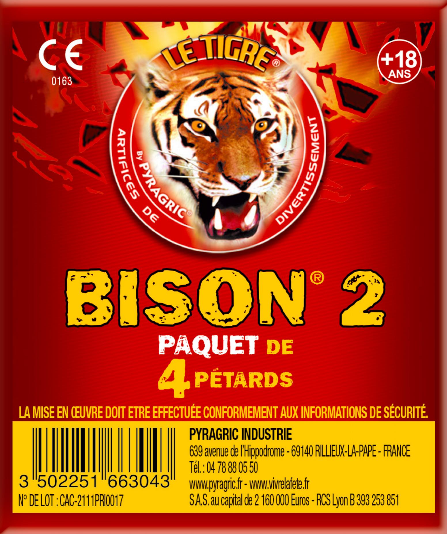 2 paquets de 4 pétards Le Tigre Bison n°2