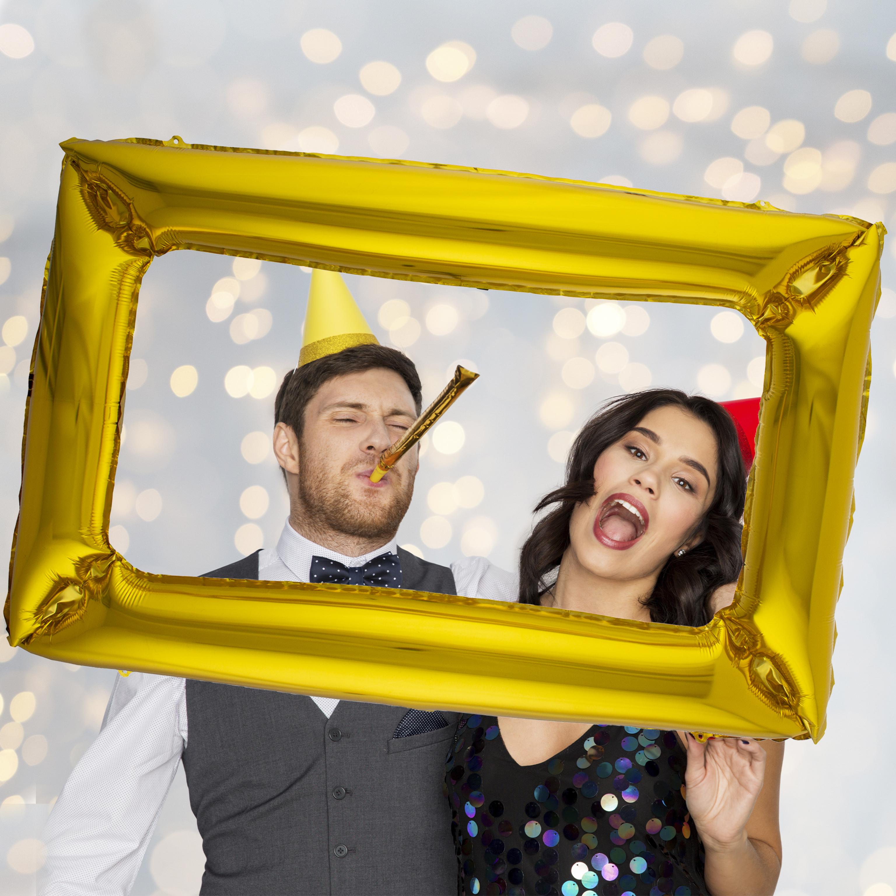 Cadre photo gonflable mylar doré 100x75cm