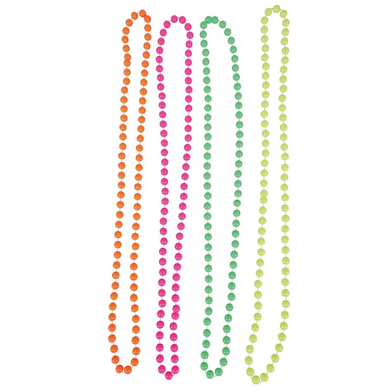 4 colliers de perles assortis fluo