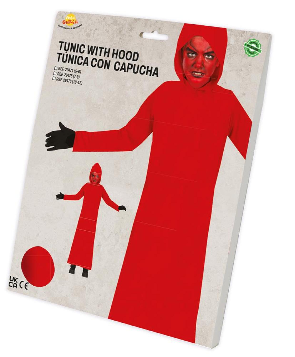 Tunique rouge à capuche taille 7/9 ans
