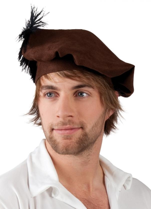 Coiffe médiévale homme avec plume