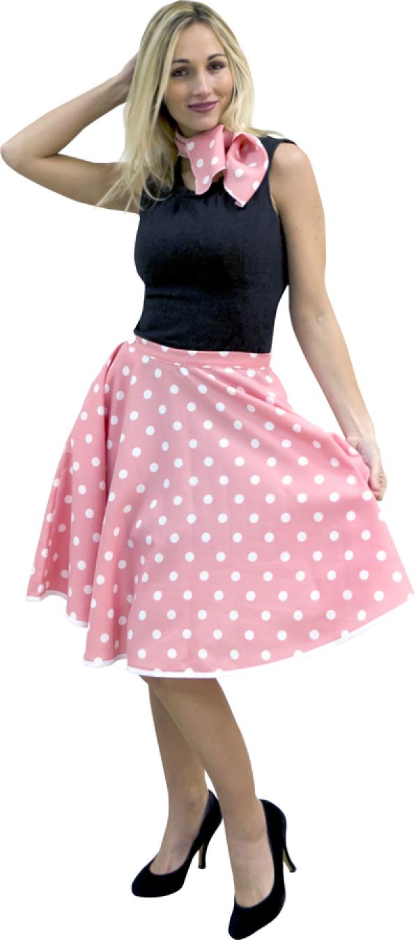 Jupe rock'n roll rose / pois blancs